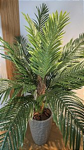 Planta Árvore Artificial Palmeira  Real Toque 1,50m Kit + Vaso Luna 52cm